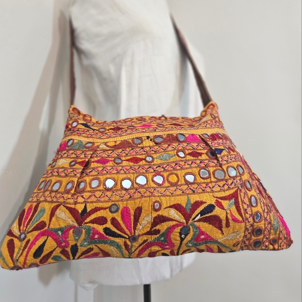 Tribal Gypsy Purse Handmade in Rajasthan Vintage Embroidered and Mirrored
